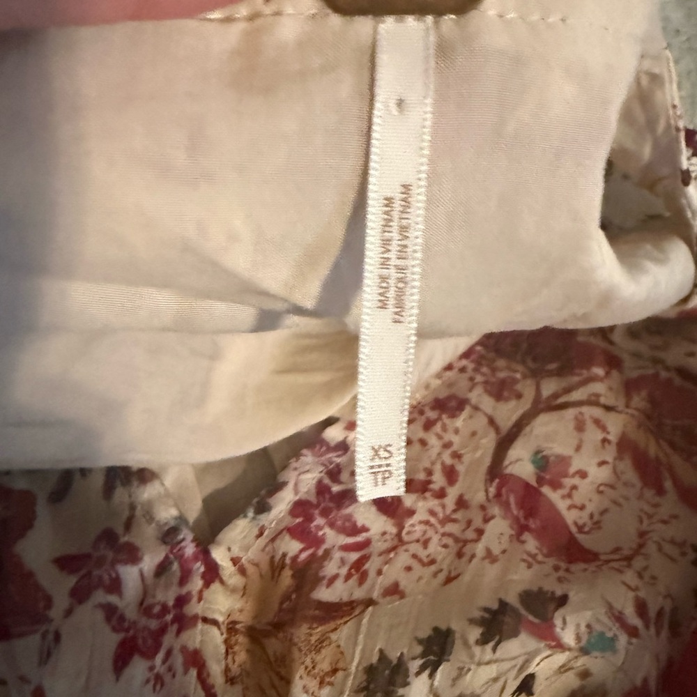 Free People Floral Tiered V-Neck Long Sleeve Dress in Cream and Pink - Picture 7 of 9